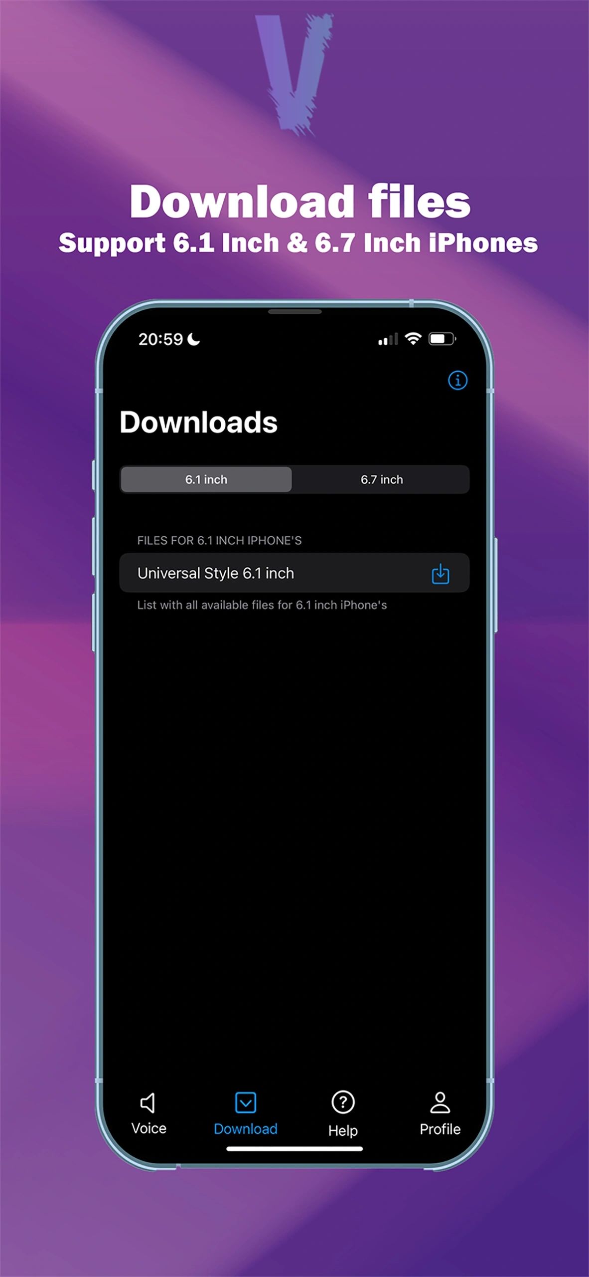 Download files screen